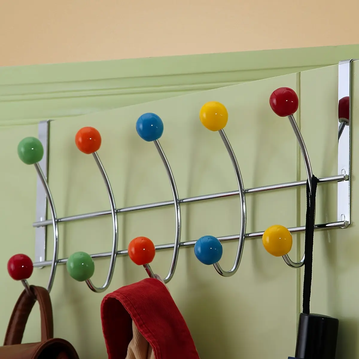 1pc Over The Door Hook, Door Hanging Colorful Bead Hook, Cute Candy Color Hanging Storage Rack Hook, Household Multipurpose Rack Hook For Coat Hat Bag Key Sundry