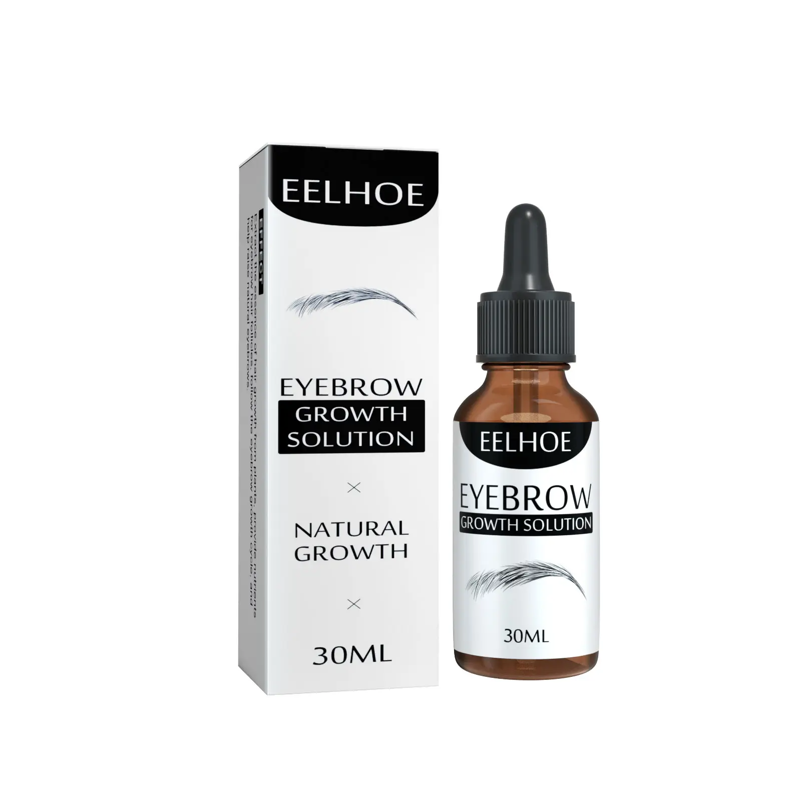 EELHOE Eyebrow Liquid, Eyebrow Black Thick Natural Essential Oil Liquid Thick Eyebrow Repair Gentle Moisturizing Treatment Liquid Volumizing Brow Filler Radiance