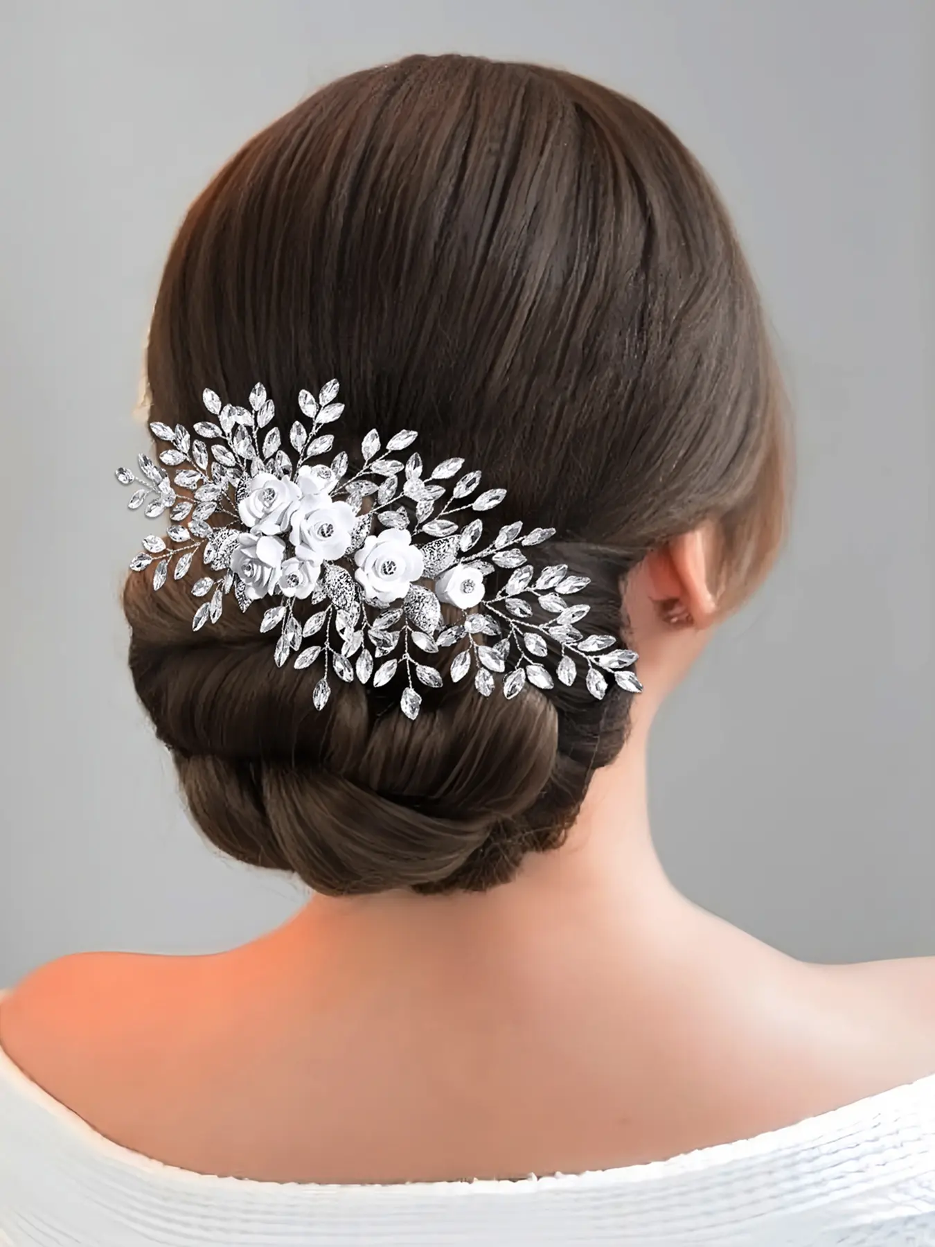 Women's Elegant Rhinestone Hair Comb with Resin Flower Decoration, Bridal Party Headpiece for Wedding Photography Events, Tiara