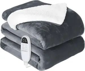 Flannel & Cotton Electric Blanket 6 Heat Settings 10-Hour Timer Heating to 150°F Machine Washable 72x84 Inches for Home Office
