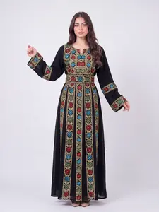 Israa Thobe - Embrodiered Women's Thobe, Traditional Dress, Abaya, Modest Dress, Soft Fabric, Embrodiery Sleeves, Floral Patterns, Perfect for Eid, Ramadan, Gifts for Her