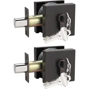 Oil Rubbed Bronze Cylinder Deadbolt,Keyed Both Side,Residential Security Square Door Lock for Interior and Exterior,All Keyed Alike,