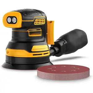 Random Orbital Sander for 20V Battery, 5" Palm Cordless Sander with 10pcs Sandpaper, 3 Variable Speeds, Dust Collector for Woodworking Polishing Sanding(Battery Not Included)