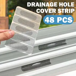48 Counts Window Weep Hole Screen Patch,  Easy-Peel Water-Resistant Patches, Sticky Fiberglass Window Mesh Fixes