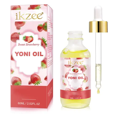 Ikzee Summer Strawberry Fruit Yoni Cosmetic Oil - 60ml Dropper Straw Bottle, Alcohol Free, Contains Neither Harsh Additives, Body Care Moisturizing Nourishing Oil (Boxed for Adults)