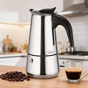 4 Cup Stainless Steel Moka Pot Espresso Maker 200ml Coffee Percolator for Gas Electric Induction Stove Top Coffee Maker Mother Birthday Gift