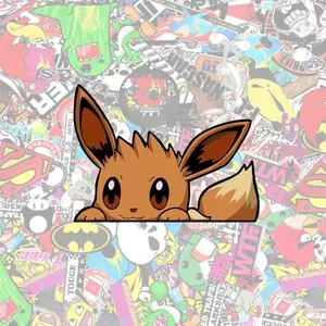 Cute Eevee Peeker Peeking Bumper Window Vinyl Car Decals Anime Poke Stickers