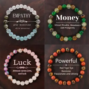 Natural Crystal Healing Bracelets Collection - 4 Styles for Empathy, Money, Luck, & Powerful Energy | Handmade Gemstone Intentional Bracelets