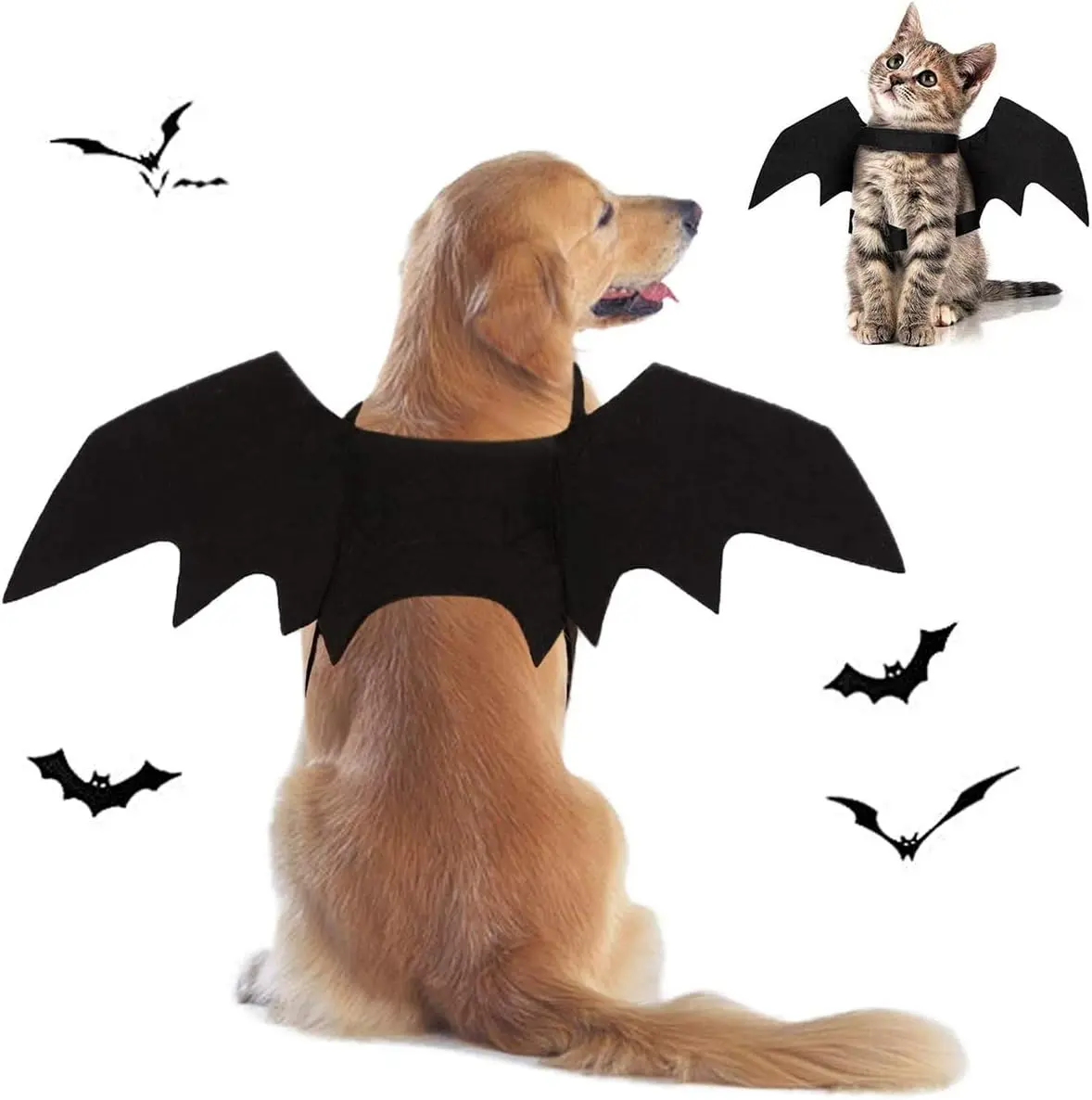 Tealots Halloween Dog Costume Pet Bat Wings for Adjustable Funny Cat Bat Wings Party Outfit Cosplay Apparel for Small Medium Large Dogs Doggy (S)