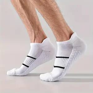 5 Pairs Set, Cotton Material, Ankle Socks, Summer Thin Mesh Breathable, Sweat Absorbing, Odor Proof, Protective Heel Socks