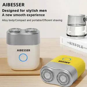 Aibesser Top-SELLING Men's Mini Electric Shaver for Men Magnetic Dual-Blade Razor USB-Rechargeable Pocket Groomer Ultra-Compact Travel Shaver for Car Office Home Daily Care Smooth  Waterproof Wet/Dry Grooming Shaver Razor, Multifunctional Epilator