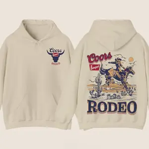 Coors Western Cowboy Hoodie, Vintage 90s Graphic Western , Retro Hoodie, Rodeo Oversize Matching Medium Cotton Fabric
