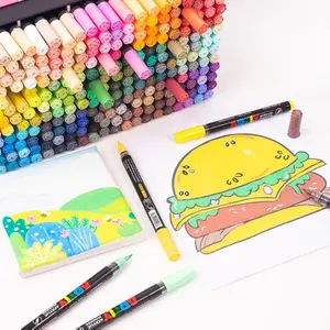 ARTLY Acrylic Brush Marker Set BX-9999-48, 48 Vibrant Colors, Waterproof Ink, Soft Brush Tip, Ideal for Art Projects, DIY Crafts & Painting