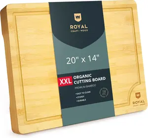 Royal Craft Wood Cutting Board - Bamboo Wooden XXL Double-Sided Chopping Board & Serving Tray with Edge Juice Wells (20"x14")