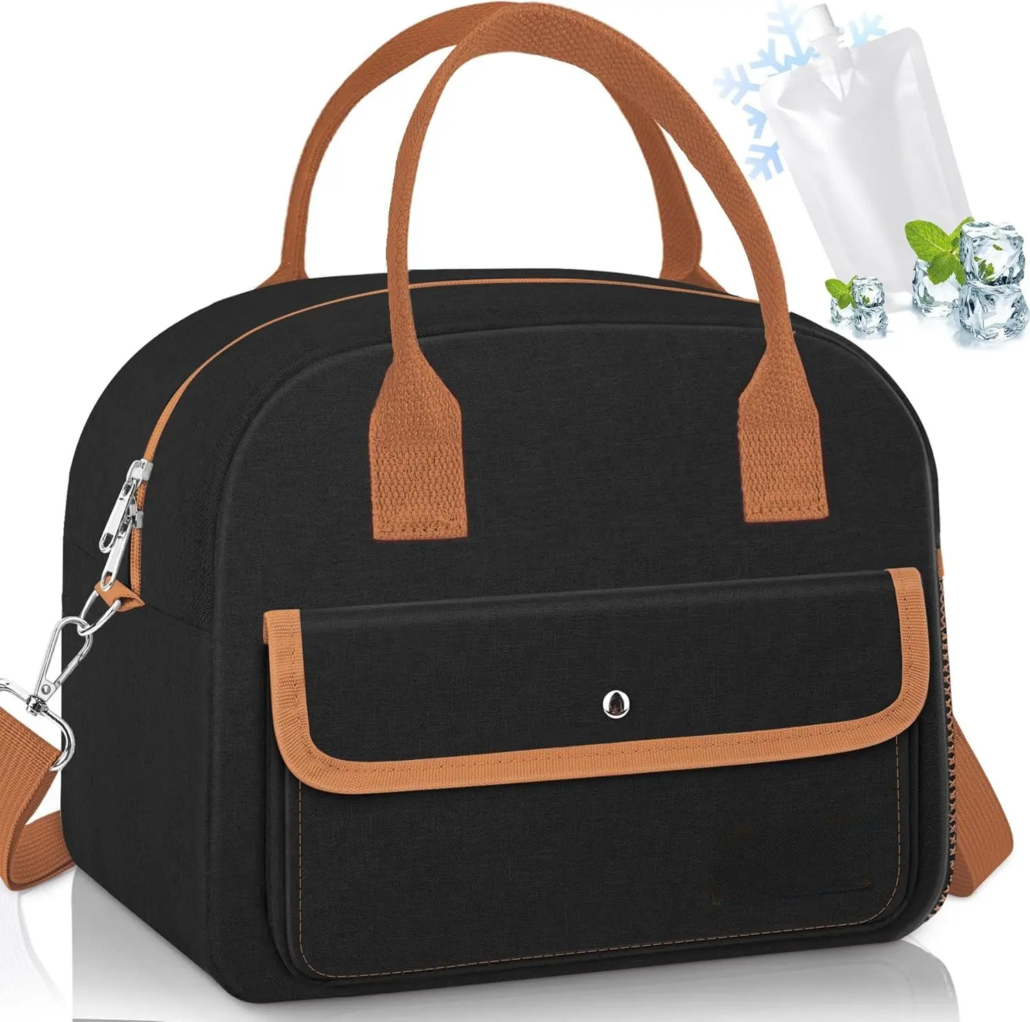 Cute & Roomy Adult Lunch Box for Women  Stylish Insulated Lunch Bag with Cooling Pack,  Strap, Multi-Pockets for Work, Picnic, and Travel (Standard Size)