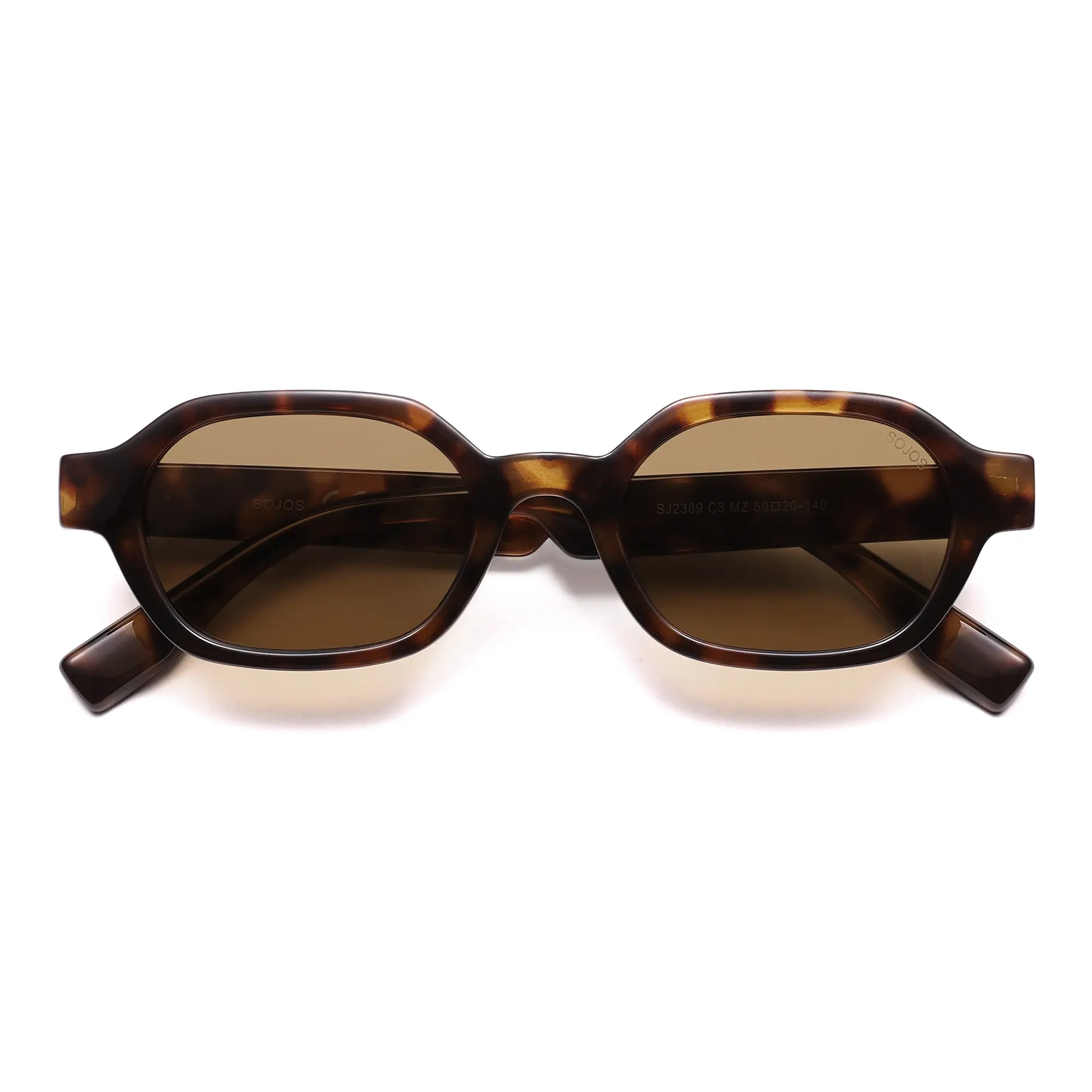 SOJOS Retro Polarized Hexagon Sunglasses for Women Men, UV400 Trendy Rectangle 70s 80s 90s Shades