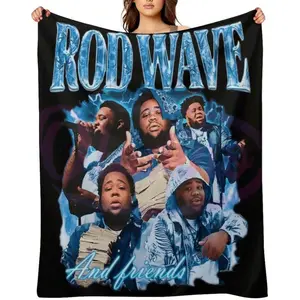 Rod Music Wave Rod Music Wave Music-Inspired Fan Blanket - 280g Premium Flannel Heat Transfer Throw, Hip-Hop Rapper Theme Soft Blanket For Home/Camping/Travel, Ideal Gift For Music Lovers 30"X40", Compact Flannel , Durable For Travel warm flannel blanket