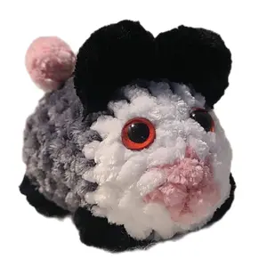 Opossum Plushy - Soft Plush Toy with Black Ear Design, Features Gray & White Fur, Perfect for Collectors and Fans