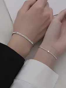 Stainless Steel Couple Bracelets Set, Bracelet for Couples, Unisex Love Jewelry Gift for Him or Her, Romantic Anniversary Travel Daily Accessories