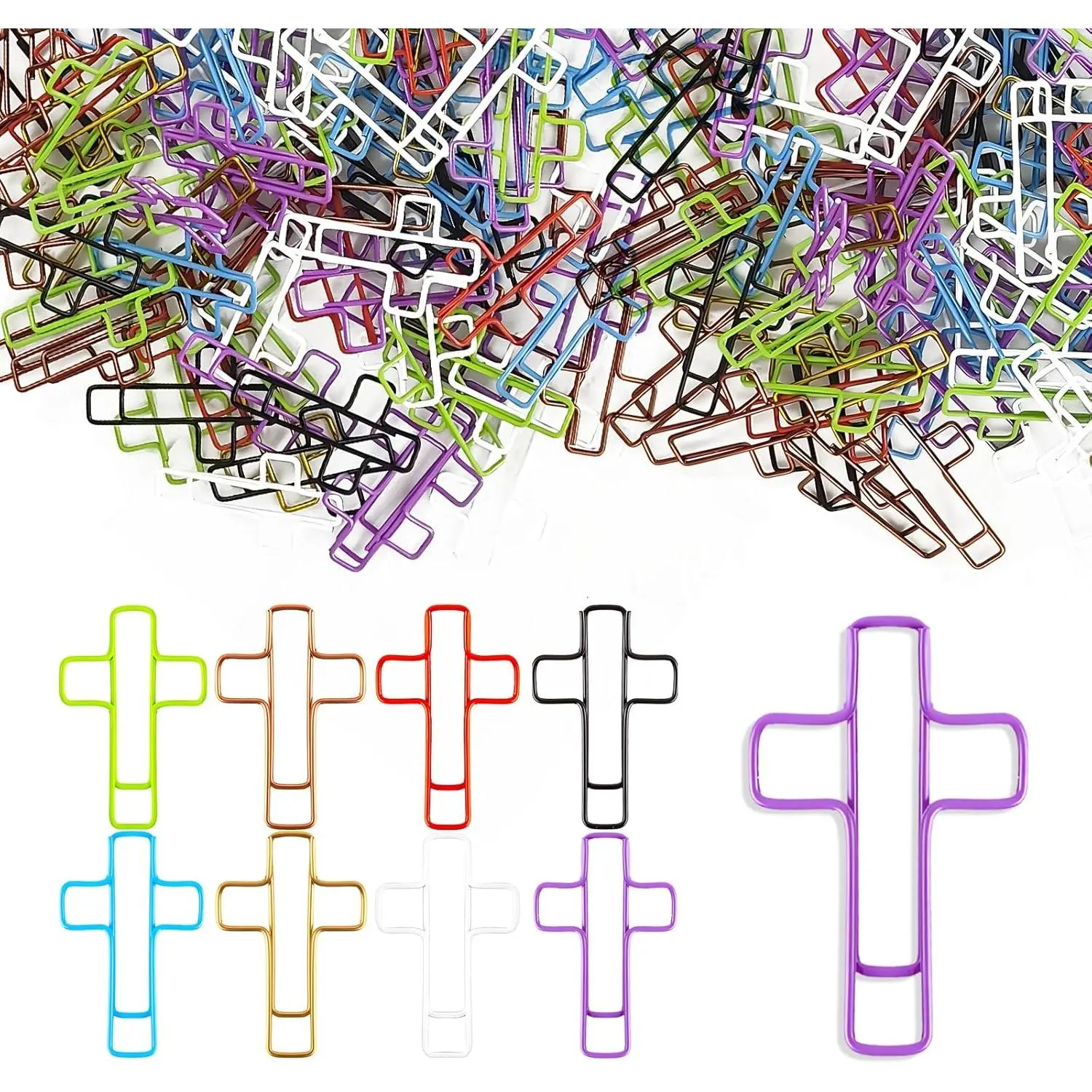100 count  Paper Clips - Christian  Paperclips, -Shaped Bookmark for Journaling, Students, Church or Office Use - Multicolored Cute Faith