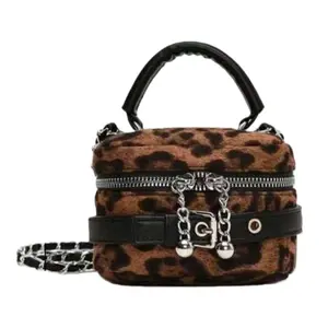 Leopard Print Mini Crossbody Bag for Women Small Chain Strap Shoulder Purse Fashion Coin Handbag for Everyday Use