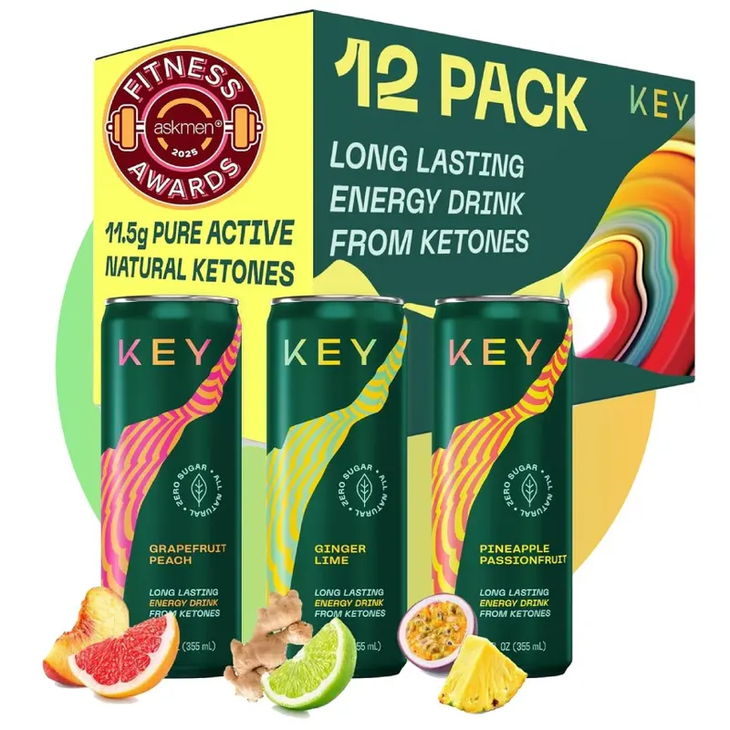 KEY Clean Energy Ketone Drink - All Natural, Sugar Free, Mental Focus, Low Caffeine