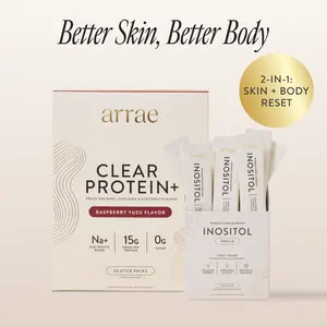 Arrae Skin & Snatch Duo | 15g Grass Fed Whey, Collagen, Electrolytes + Hormone Balancing Inositol | Raspberry Yuzu + Vanilla Flavor | 20 Stick Packs, 8 Stick Packs | Edible Dietary