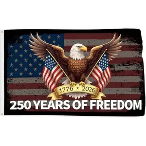 250th USA Flag Heavy Duty American Eagle Banner 1776-2026 We The People Patriotic Decor Outdoor Porch Front Yard Garden Wall with Brass Grommets