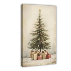 Printable Christmas Wall Art Decor, Rustic Trees Painting Vintage Poster Printable Decor, Festive Seasonal Artwork