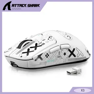 ATTACK SHARK X3 Wireless Gaming Mouse, 49g Ergonomic Computer Mouse, USB Receiver Triple Modes PAW3395 Adjustable 26K DPI Optical Sensor, Gaming Accessories for PC/Laptop
