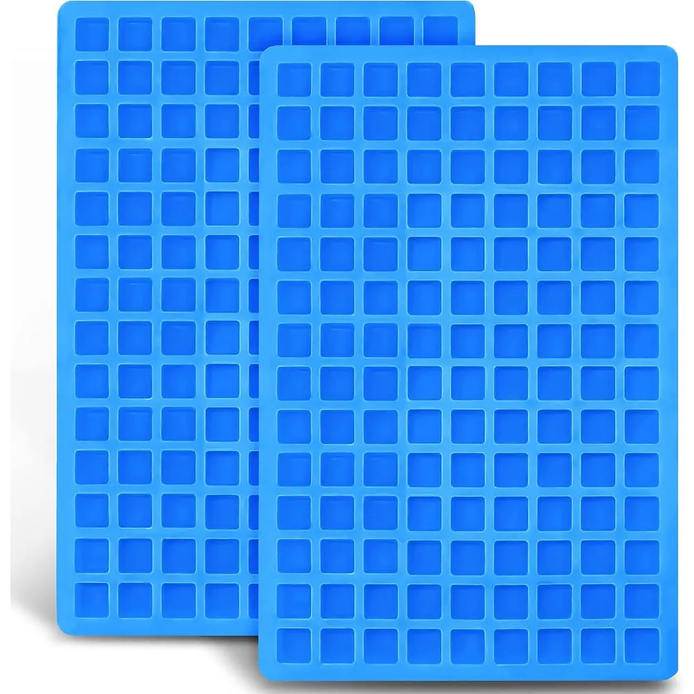 126-Cavity Mini Square Silicone Baking Mold (2 Pack) - Reusable Chocolate Mold, Non-Stick, Flexible Easy-Release for Homemade Caramels, Jelly, 126-Cavity Mini Mold (2 Pack)