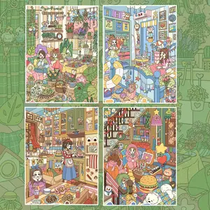 4pcs Women Cozy Room Corner Scenery Stickers, DIY 3D Scene Sticker Collection, Creative Craft Set, Aesthetic Art Supplies, Party Favors