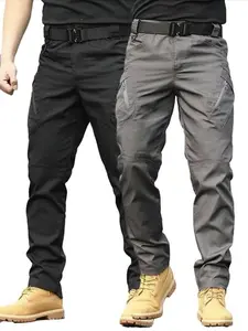 Men'S Tactical Work Pants , Multi-Pocket, Durable Fabric for Hiking, Outdoor Activities, and Construction, Durable Fabric Menswear Breathable Casual Cargo Day Big Small Zipper Beige Black+Grey Plain