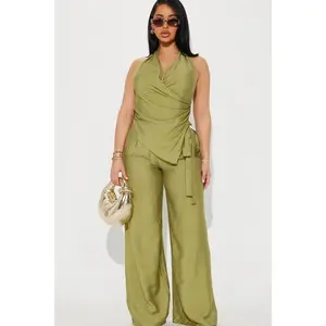 Kendra Surplice Pant Set - Sage L