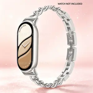 Cowboy Chain Metal Strap Xiaomi Mi Band 10/9/8 Breathable Replacement Strap Mi Fit Band 9 Smart Watch Strap Men's and Women's Straps Bracelet Thin Metallic Metal Strap Smart Watch Accessories