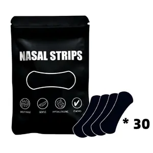 Breathable, Gentle, Hypoallergenic Nasal Strips, 30 Sheets Anti-Oil, Sweat Resistant Adhesive Strength Nose Strips for Snoring Relief, Sleeping Aid, Sports Use