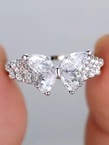 Cute Butterfly Ring for Women, Synthetic Zirconia Bridal Engagement Ring Jewelry Gift, Birthday Anniversary Present, Daily Wear Accessories for Her, Wedding Anniversary Ring, Cute Rings