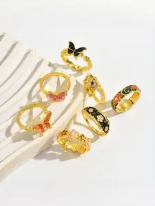 7-Piece French Vintage Butterfly Ring Set – This Enamel Glaze Is Chef’s Kiss! Your New Go-To for Romantic Fingertip Vibes • Ideal BFF Gift & Couple Gift • Vintage Rings Jewelry