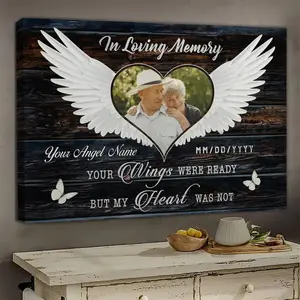 2D Flat, 1pc Personalized Photo Canvas in Wood Frame Customized for Exclusive Memories of Good Friends, Family Members, Lovers, Relatives, Couples, Modern Minimalist Style, Suitable for Decoration in Living Rooms, Wall Decor fathersdayg. whimsical art