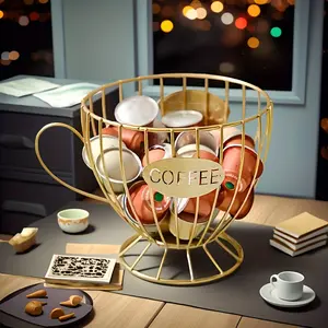 Modern Iron Coffee Pod Holder Basket, Household Large Capacity Coffee Pod Holder, Creative Simple Round Coffee Capsule Storage Organizer, For Storing And Organizing Coffee Pods, Kitchen Organizers And Storage, Kitchen Accessories