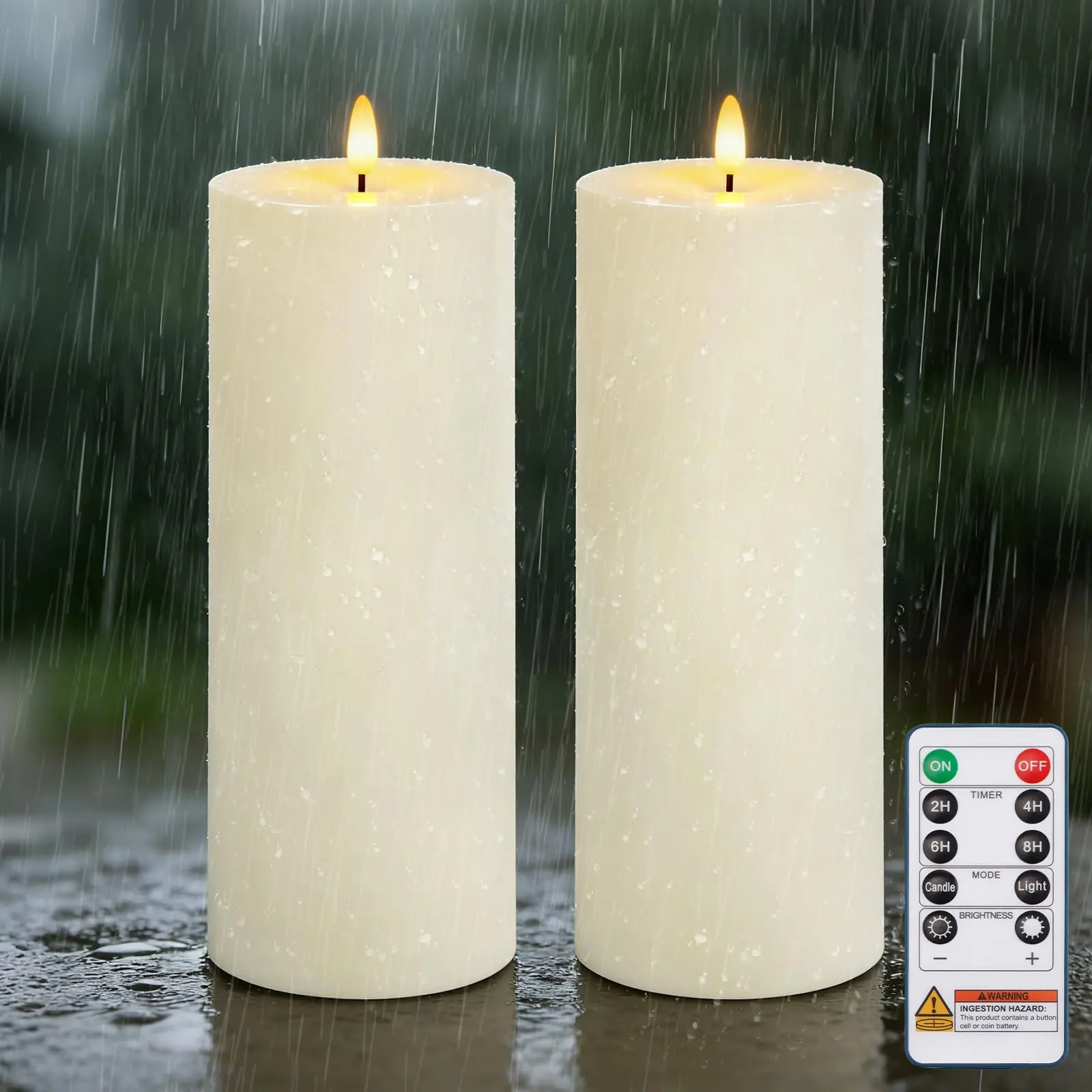 4" x 11" Outdoor Waterproof Flameless LED Candles  Battery Operated Large Pillar Candles with Remote & Timer, Long Lasting for Outdoor Lanterns & Patio, White,summer essentials、outdoor fun Decorative Night Light solar outdoor lights solar lights outdoor