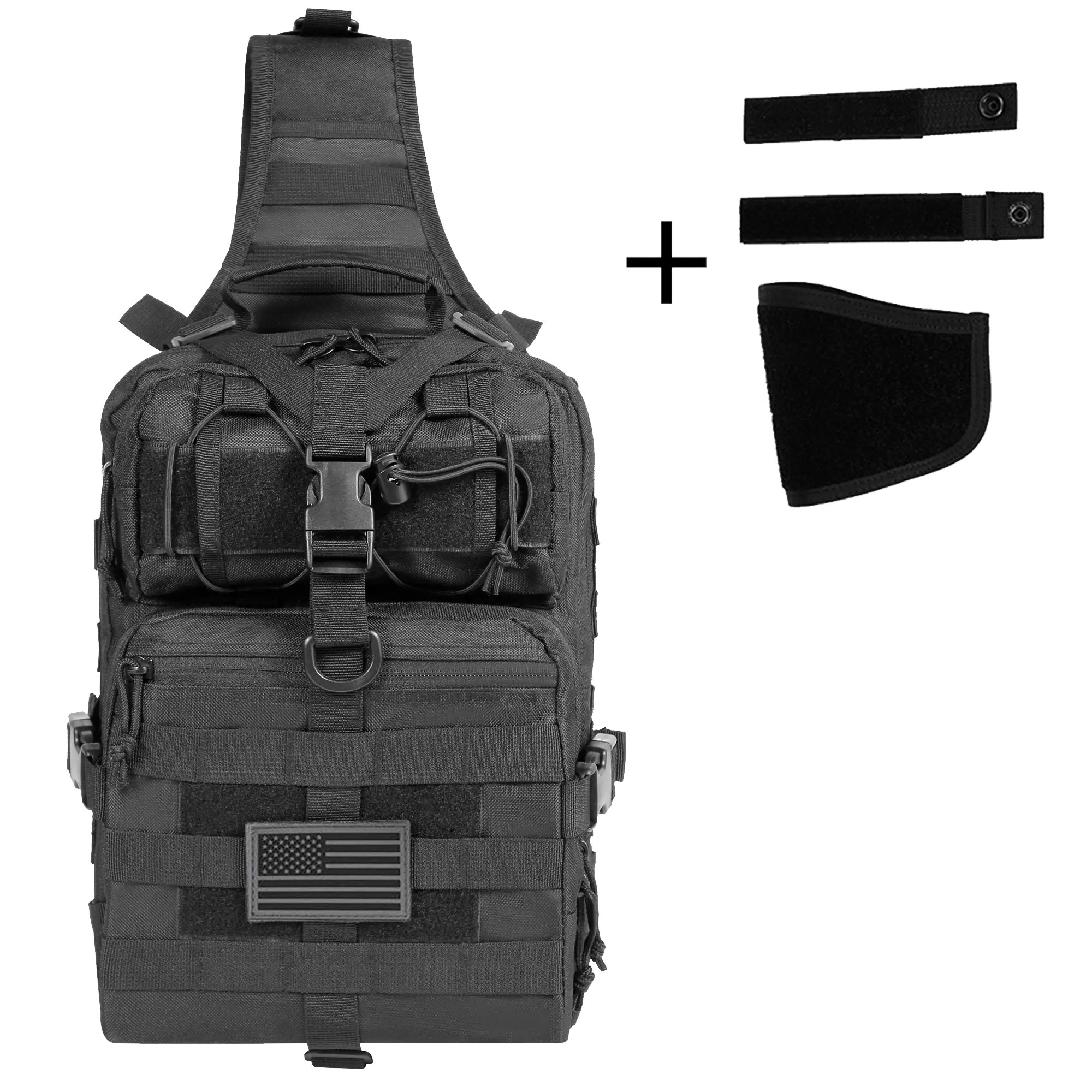 Men's Tactical Portable Shoulder Bag - Outdoor Crossbody EDC Holder Bag with Concealed Carry Compartment, MOLLE System, USA Flag Patch for Travel (Father's Day Gifts), Outdoor Crossbody Bag