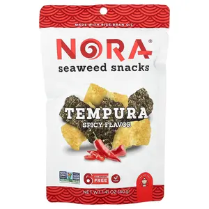 Nora Snacks Seaweed Snacks, Tempura, Spicy, 1.41 oz (40 g)