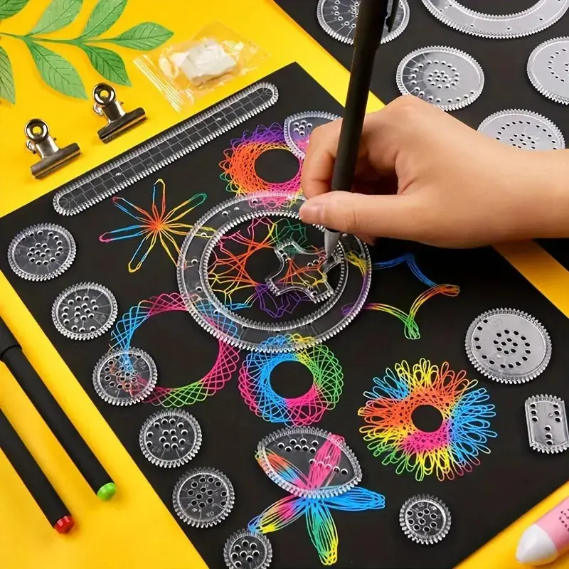 22-Piece Floral Design Plastic Ruler Set for Drawing and Painting, Student Template with Spiral Drawing Tools for Artistic Creativity, Art Materials, Art Supplies