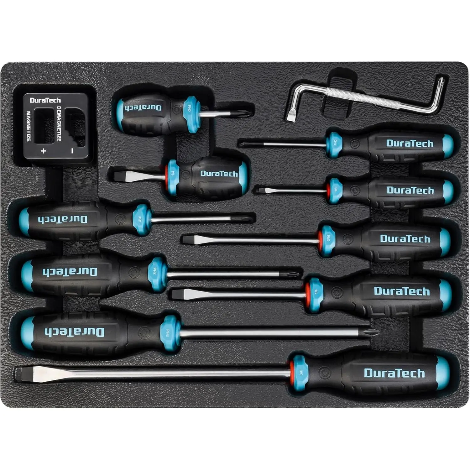 12-Piece Magnetic Screwdriver Set, 5 Phillips & 5 Slotted Tips, S2 Alloy Steel, Includes Magnetizer & CR-V Offset Screwdriver