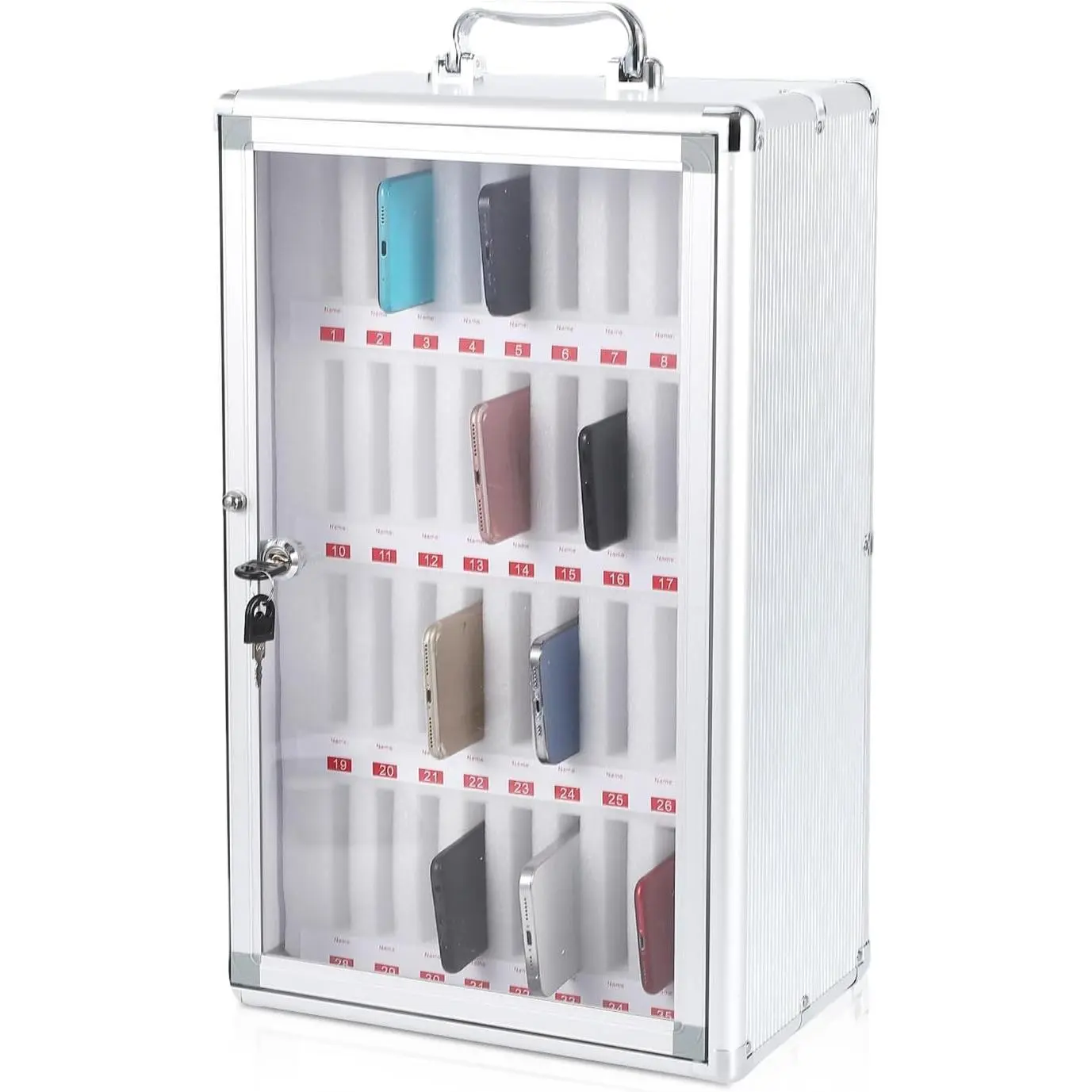 Garvee 36-Slot Phone Locker – Portable Mobile Storage Box with Keys & Carry Handle, Perfect for Classrooms, Offices, and Exam Rooms