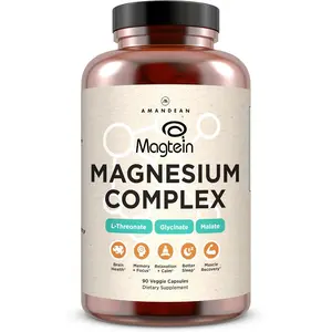 Magtein Magnesium Complex L-Threonate Glycinate Malate Triple Blend Chelated Magnesium Supplement High Absorption Branded Ingredients For Brain Health Deep Sleep Calm Focus Clarity Muscle Support 90 Veggie Capsules