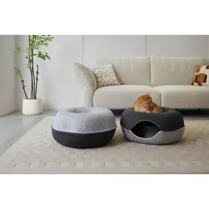 Hexagon duplex colour Cat Tunnel Bed  Cat Cave for Multiple Cats & Large Cats, Scratch Resistant & Washable & Detachable Round Felt Cat Donut Tunnel