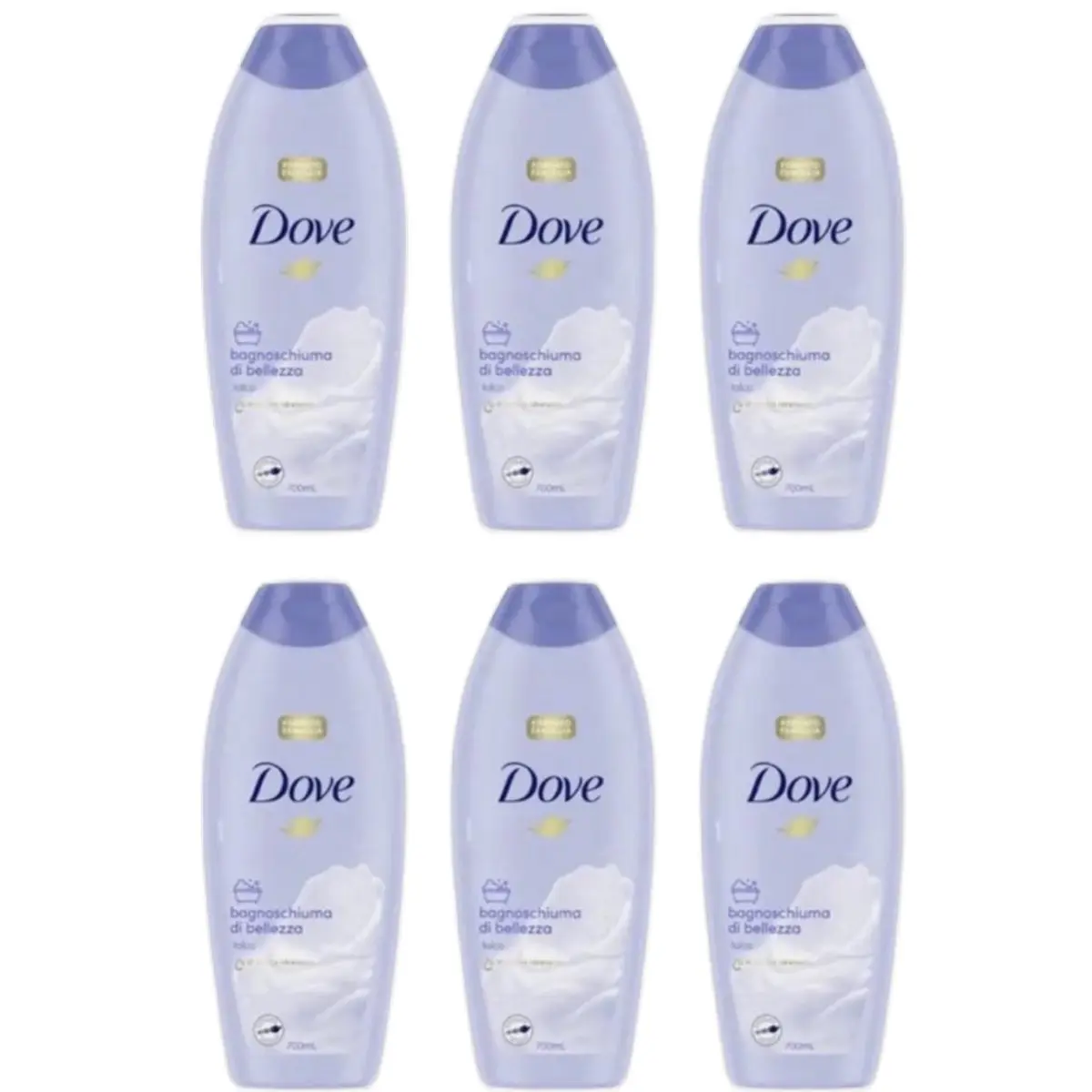 Pack of 6 Dove Bagnoschiuma di Bellezza talco & crema idratante formato famiglia 750ml Conditioner Cream - Haircare
