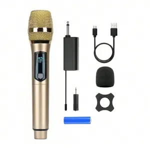 Wireless Microphone, USB Rechargeable Wireless Microphone, Portable Microphone for Karaoke Singing, Speech, Wedding, Church, PA System